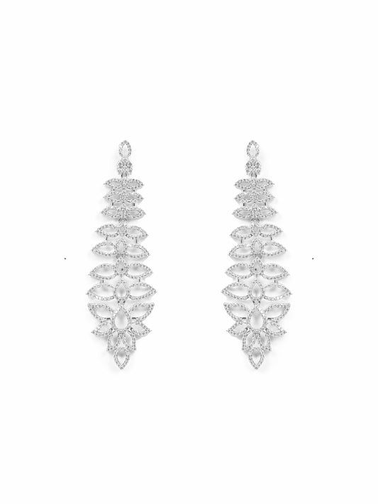 SILVER-WHITE Daimond Stone Dangle Earrings