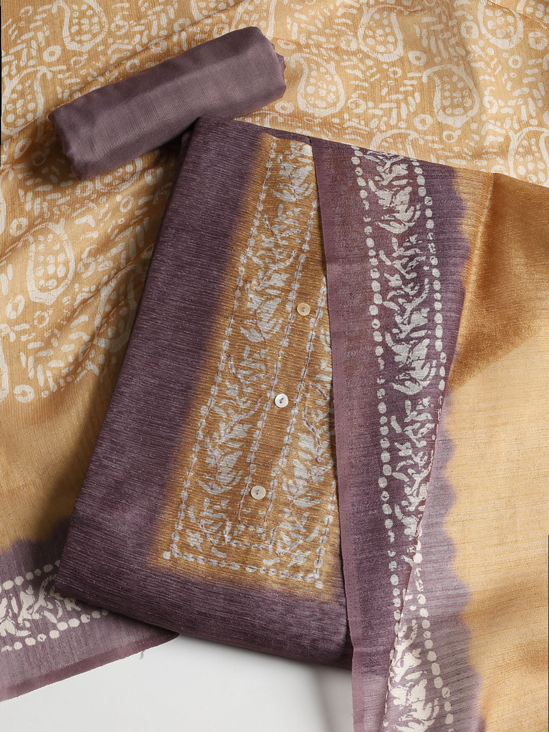 Printed Chanderi Unstitched Suit With Dupatta