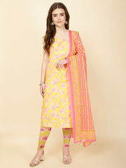 Printed Cotton Unstitched Suit Piece With Dupatta