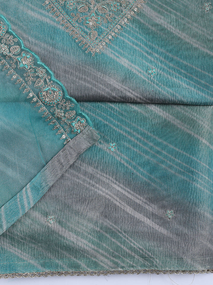 Neck Embroidery Tissue Unstitched Suit Piece With Dupatta