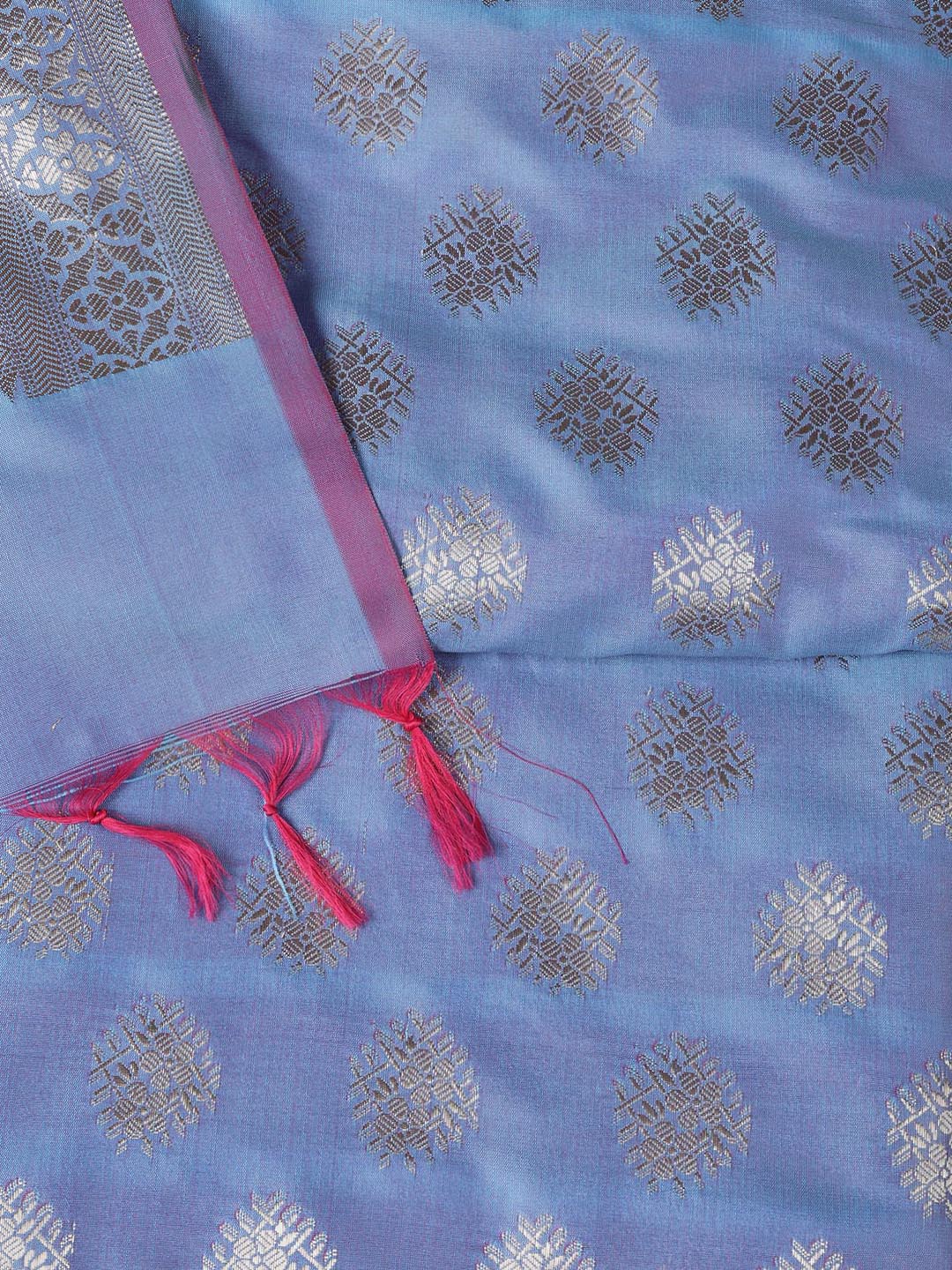 Floral Woven Booti Chanderi Unstitched Suit With Dupatta