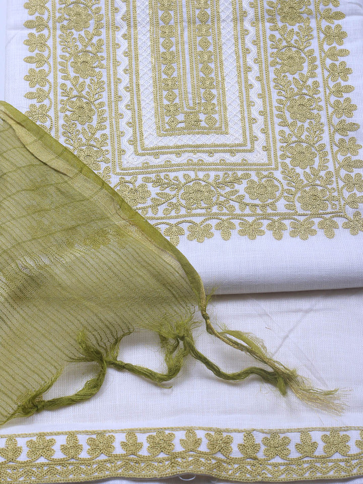 Neck Embroidery Cotton Blend Unstitched Suit With Dupatta