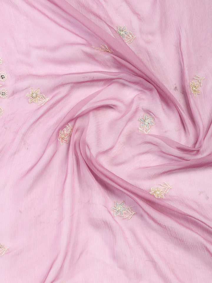 Embroidered Chanderi Unstitched Suit Piece With Dupatta