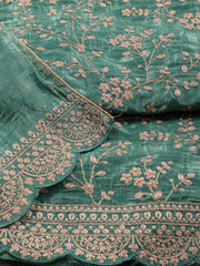 Embroidered OrganzaUnstitched Suit Piece With Dupatta