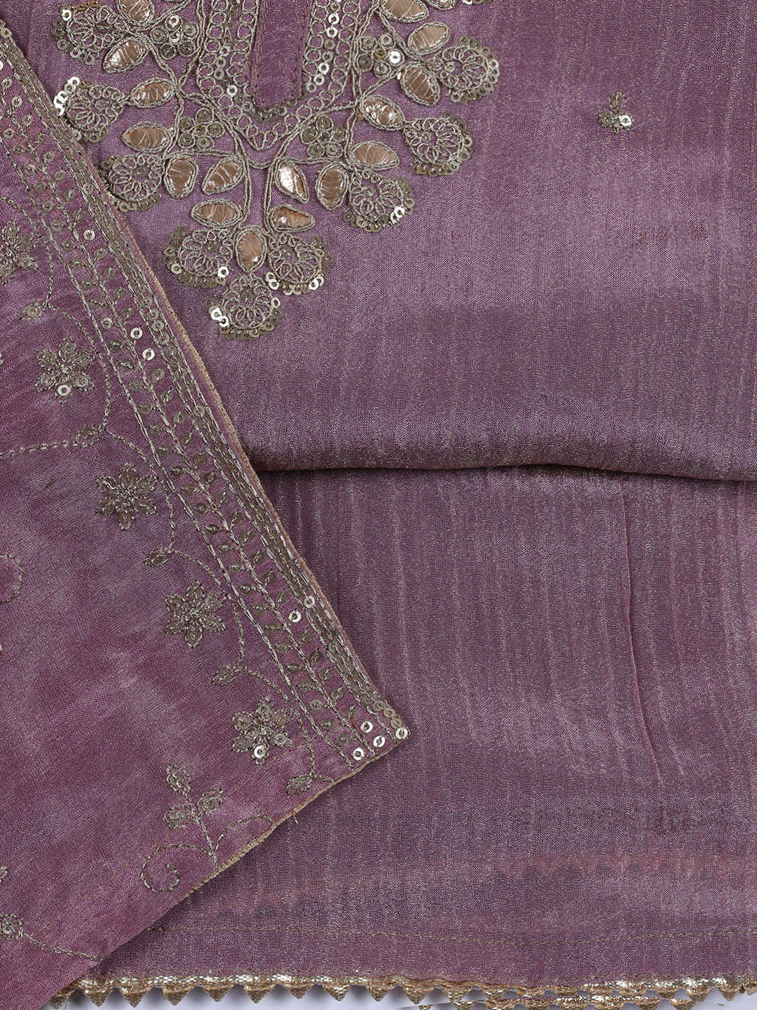 Neck Embroidered Tissue Unstitched Suit With Dupatta