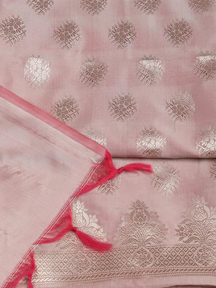 Floral Woven Booti Chanderi Unstitched Suit With Dupatta