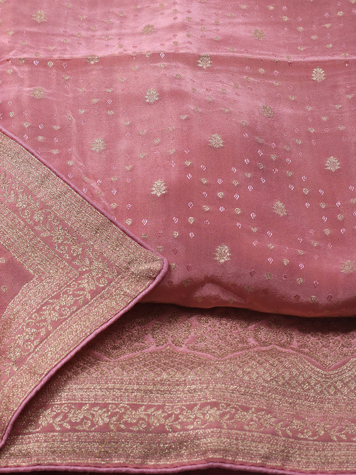Embroidered Art Silk Unstitched Suit Piece With Dupatta