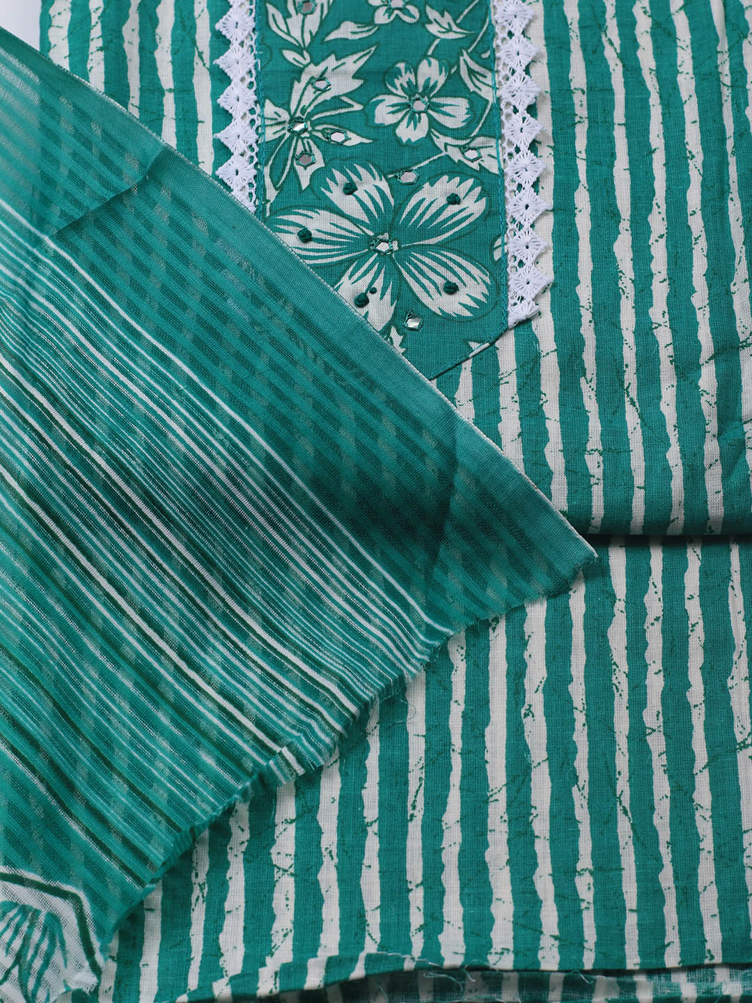 Printed Cotton Blend Unstitched Suit With Dupatta