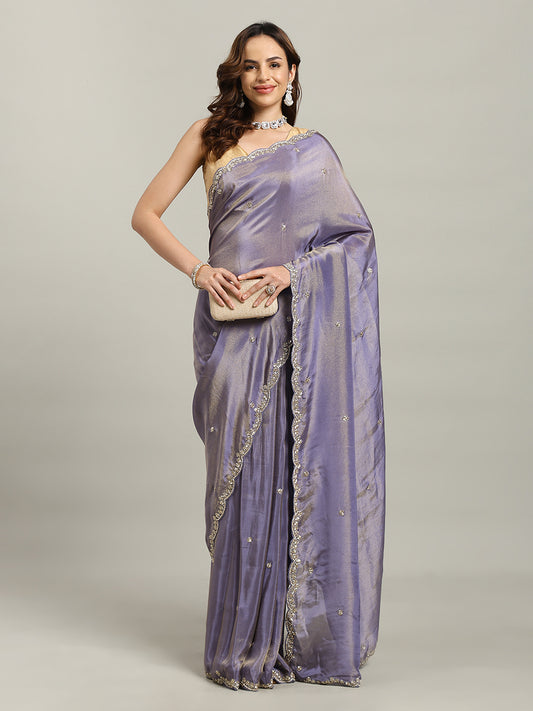 Stone Embroidery Tissue Saree