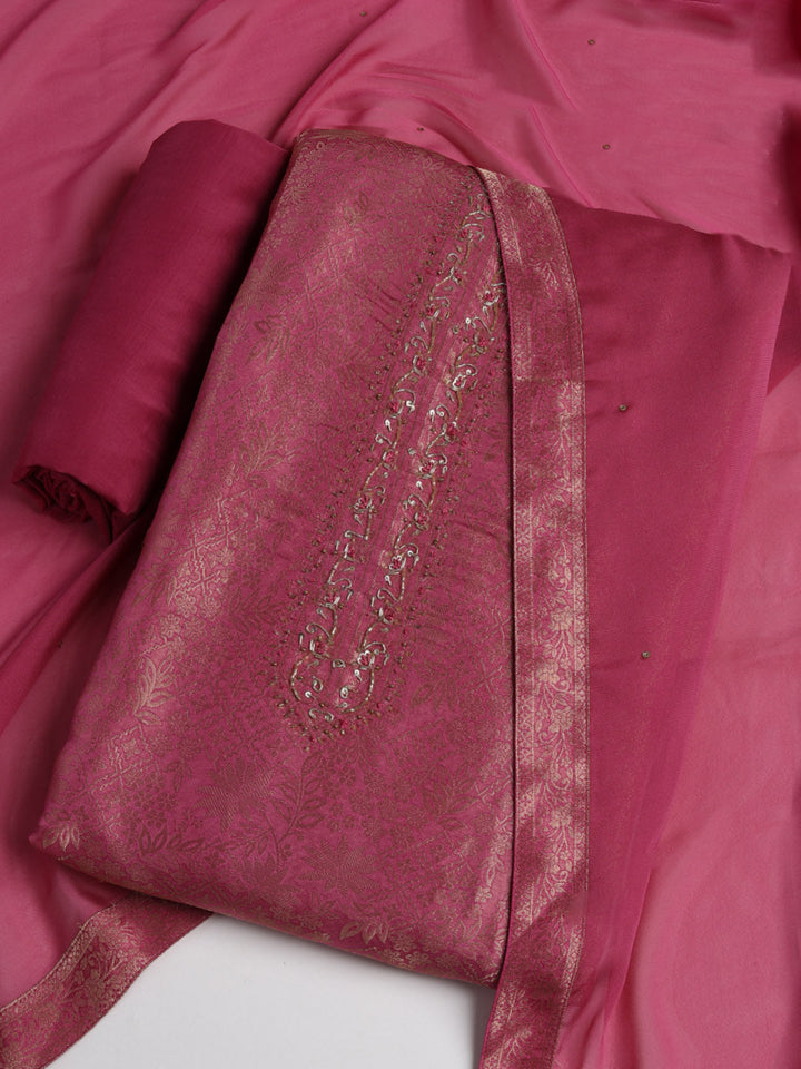 Zari Jaal Art Silk Unstitched Suit With Dupatta