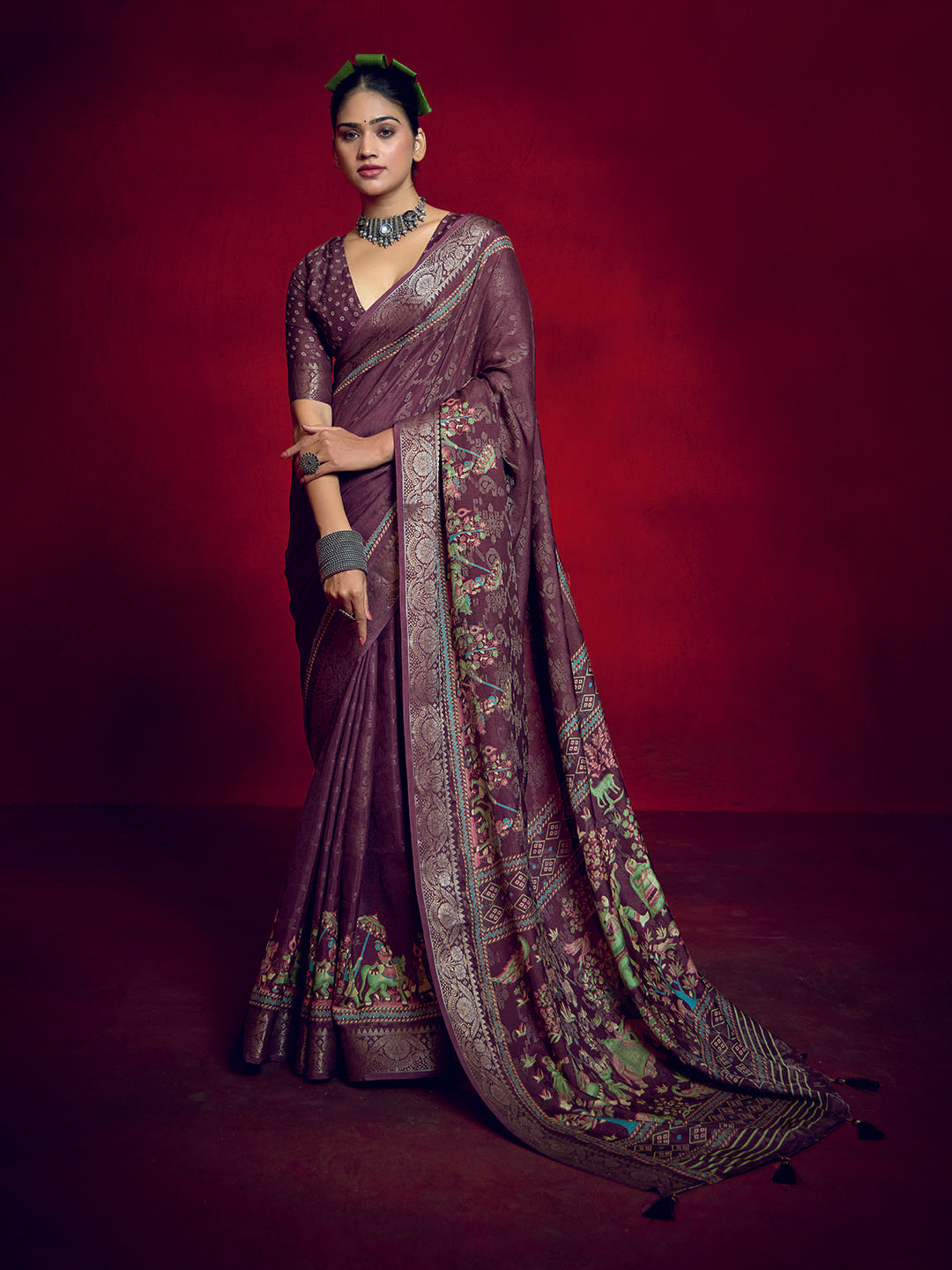 Abstract Printed Art Silk Saree