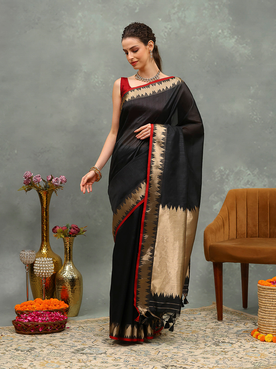 Embroidered Cotton Blend Saree