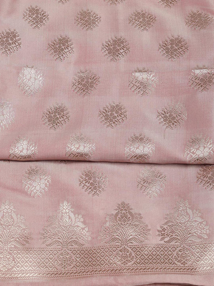 Floral Woven Booti Chanderi Unstitched Suit With Dupatta