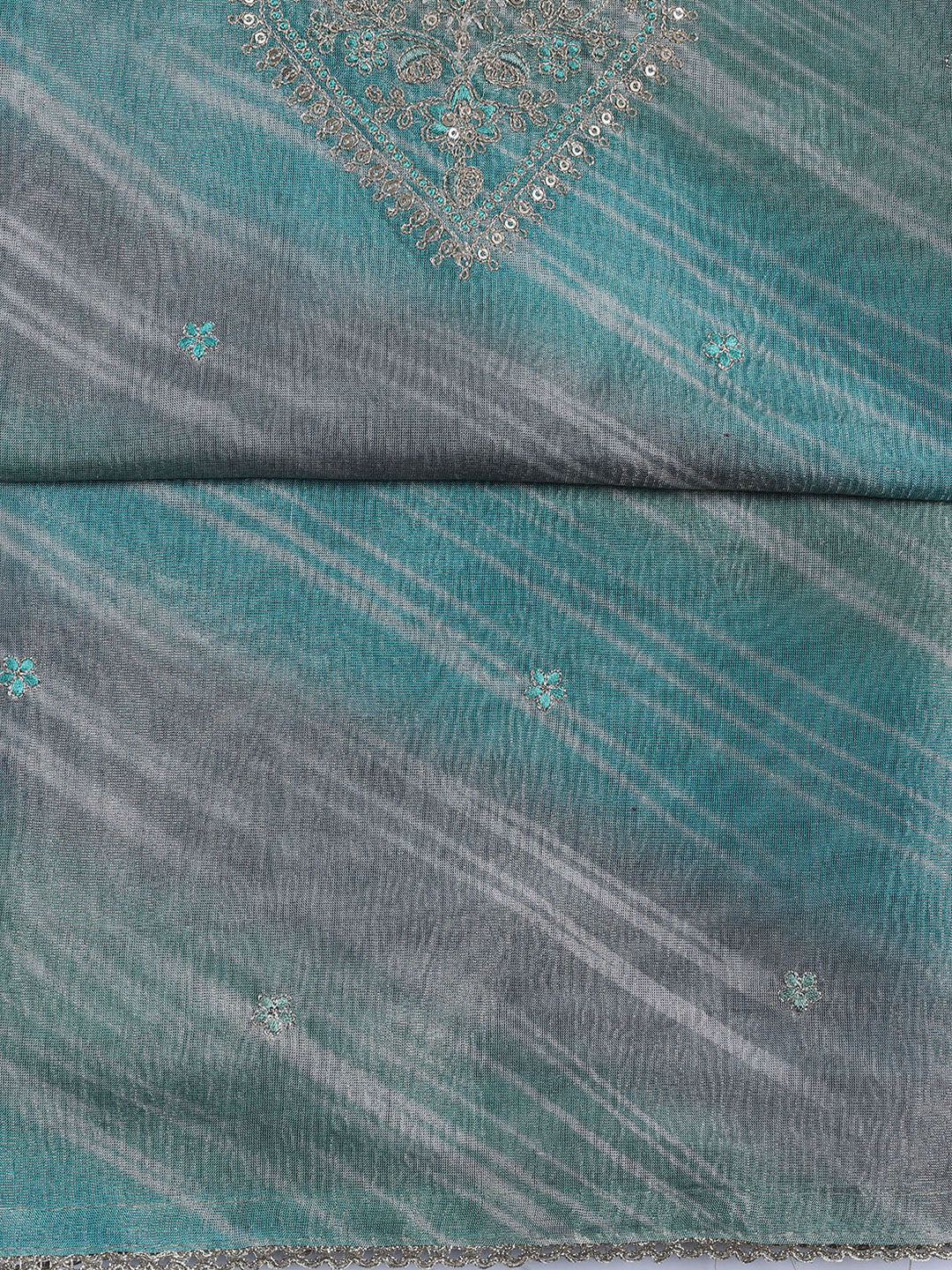 Neck Embroidery Tissue Unstitched Suit Piece With Dupatta