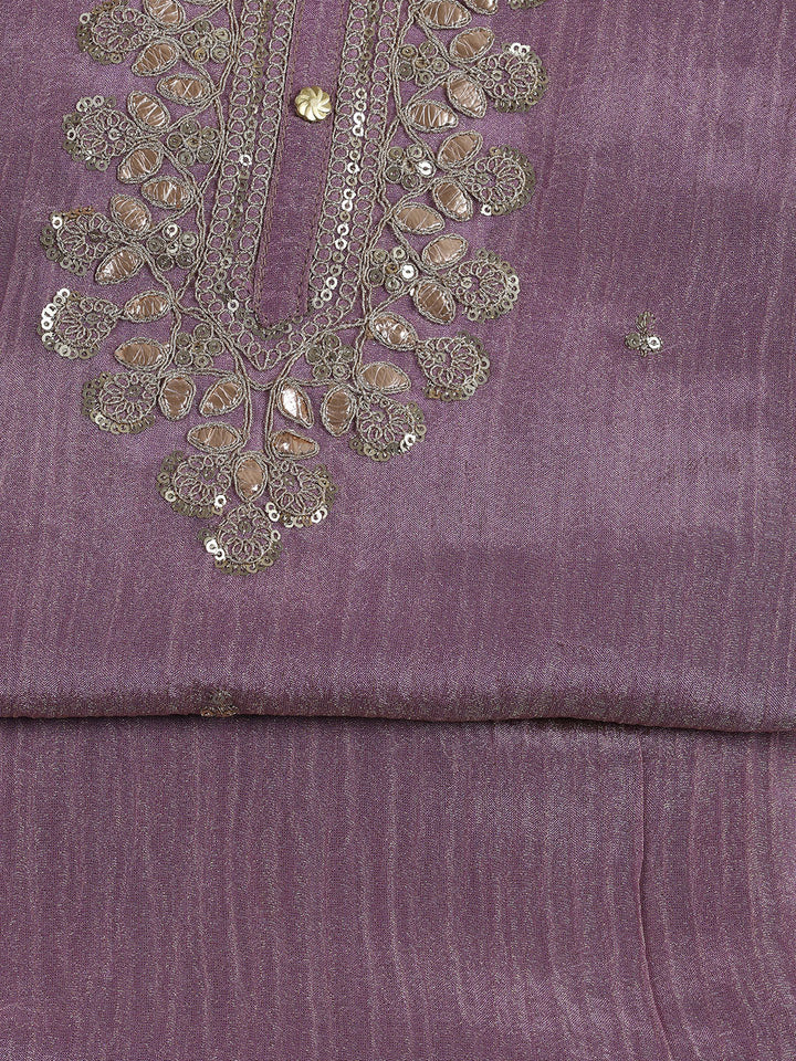 Neck Embroidered Tissue Unstitched Suit With Dupatta