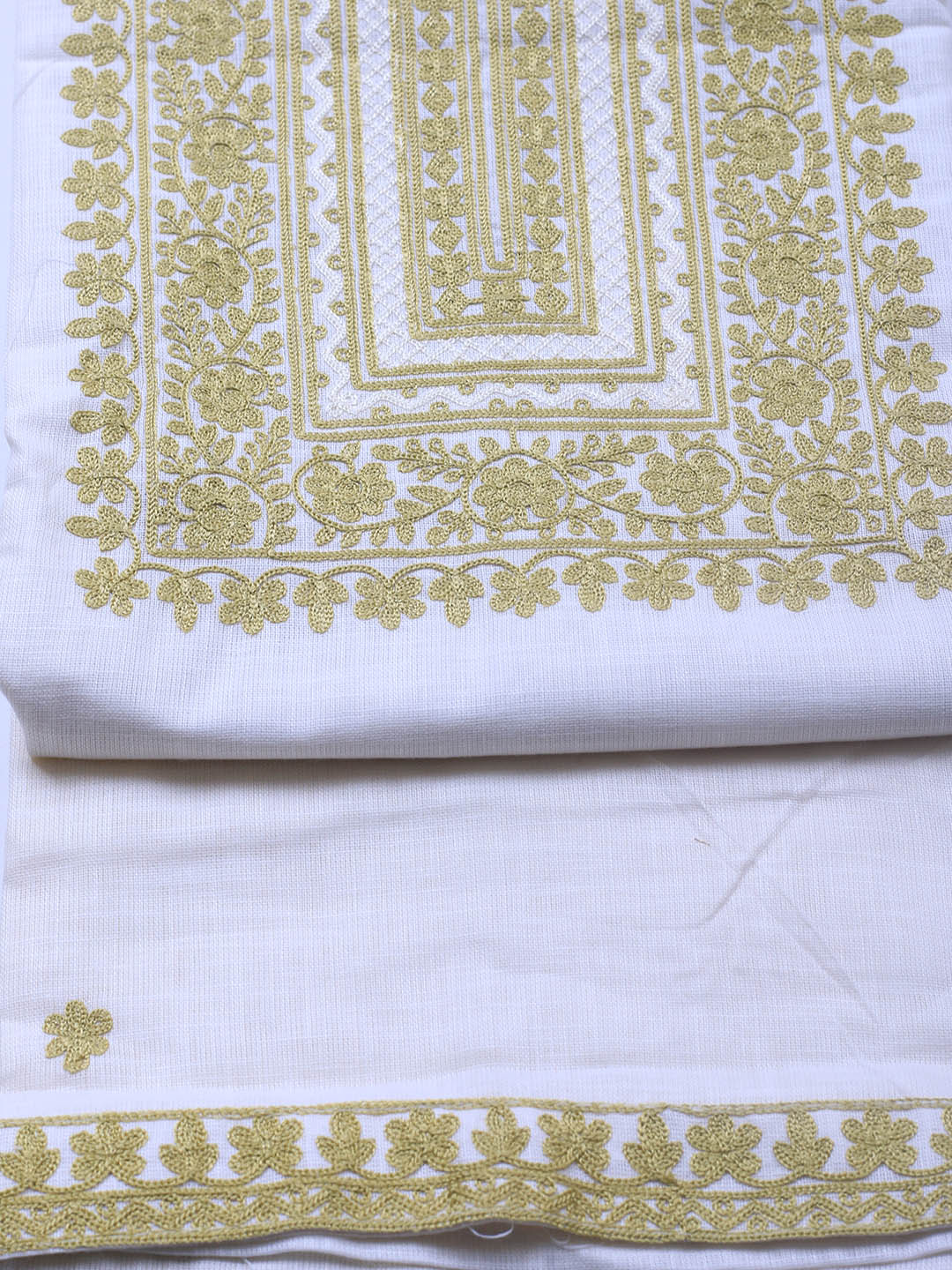 Neck Embroidery Cotton Blend Unstitched Suit With Dupatta