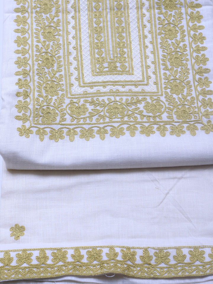 Neck Embroidery Cotton Blend Unstitched Suit With Dupatta