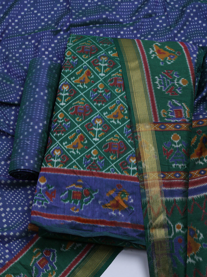 Woven Design Art Silk Unstitched Kurta With Pant &amp; Dupatta