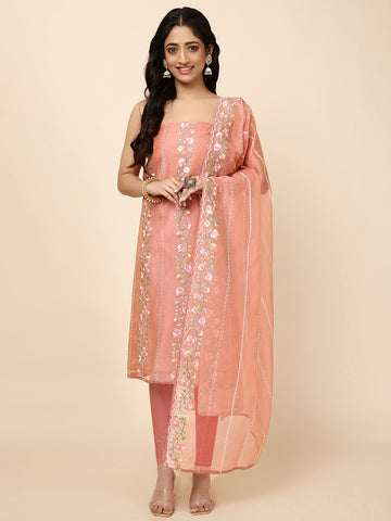 All Over Embroidered Cotton Blend Unstitched Suit With Dupatta