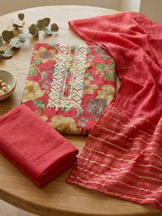 Embroidered Cotton Unstitched Suit With Pant