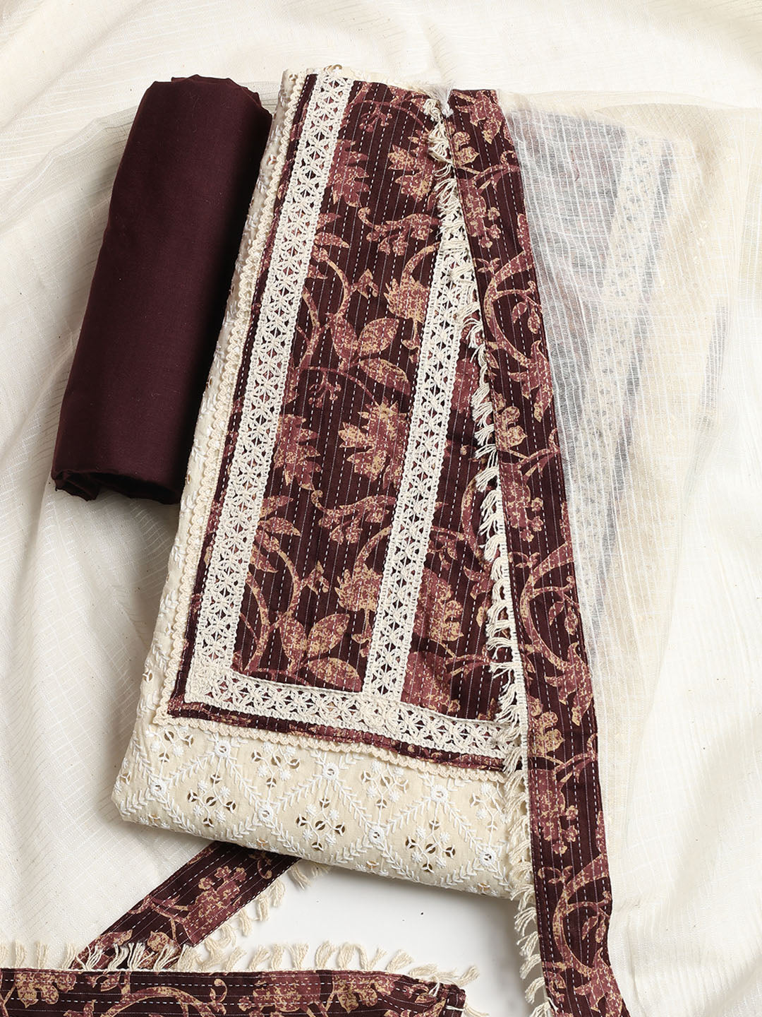 Embroidered Cotton Blend Unstitched Suit With Dupatta