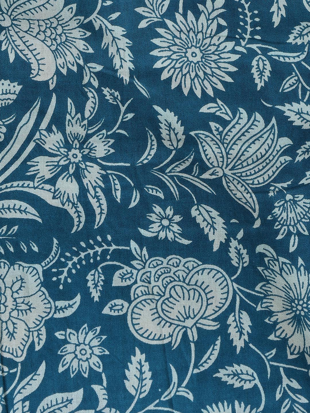 Floral Printed Cotton Unstitched Suit With Dupatta