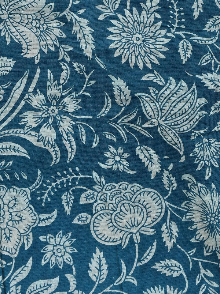 Floral Printed Cotton Unstitched Suit With Dupatta