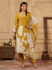 Printed Muslin Kurta With Pants & Dupatta