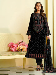 Printed Crepe Unstitched Suit With Pant & Dupatta