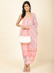 Printed Cotton Unstitched Suit Piece With Dupatta