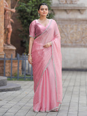 Cutdana Embroidery Organza Saree