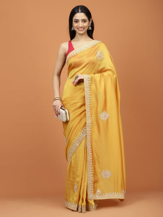 Sequin Embroidered Organza Saree