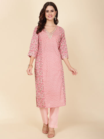 Printed Cotton Kurta Set