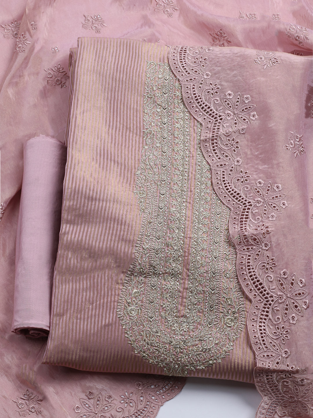 Banarasi Tissue Unstitched Suit With Dupatta