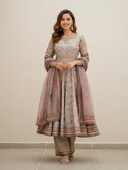 Embroidered Art Silk Kurta With Pant & Dupatta