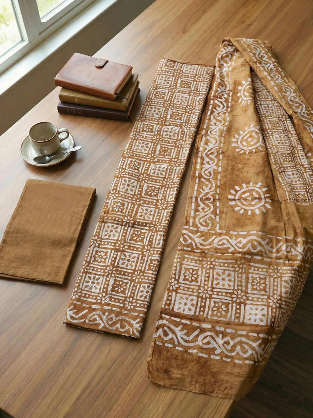 Embroidered Cotton Blend Unstitched Suit With Pant &amp; Dupatta