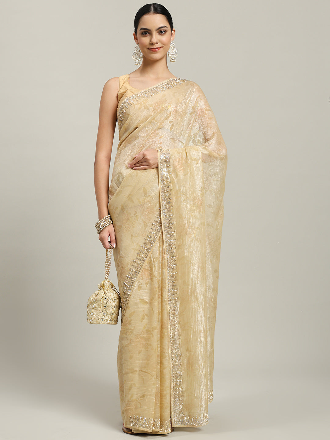 Cutdana Embroidered Chiffon Saree
