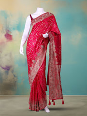 Embelished Satin Rani Saree