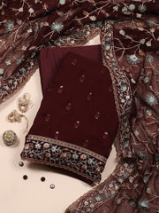 Stone Embroidery Georgette Unstitched Suit Piece With Dupatta