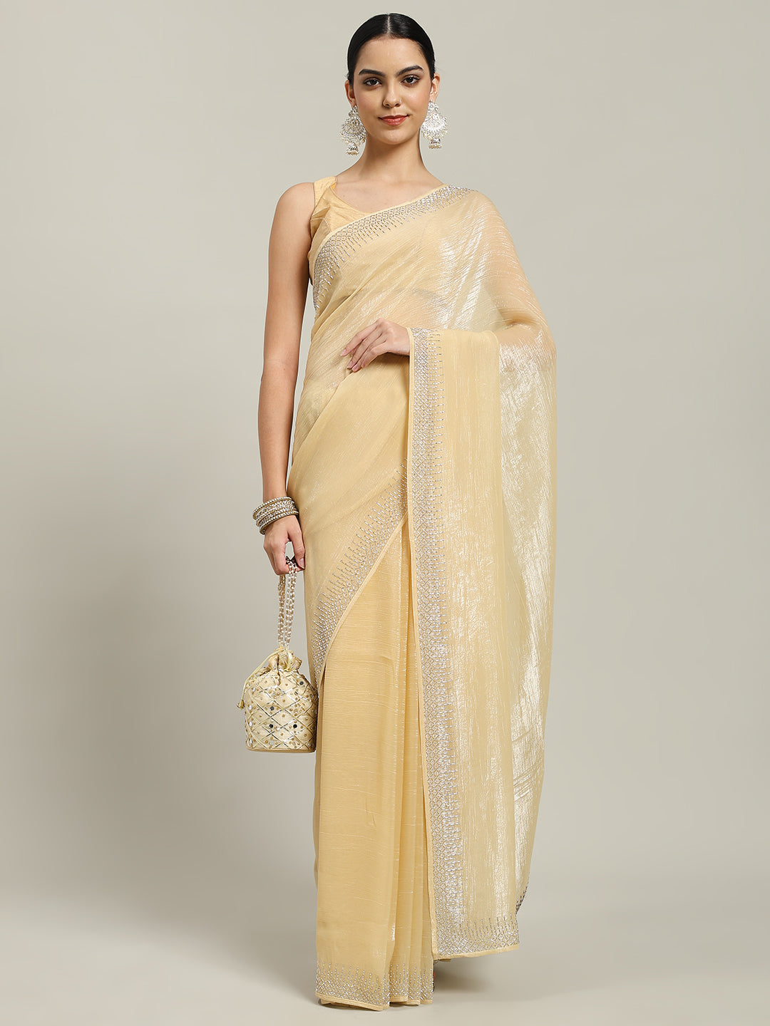 Cutdana Embroidered Chiffon Saree