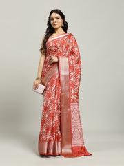 Ajrak Printed Cotton Blend Woven Saree