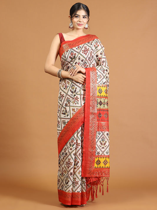 Patola Printed Tussar Woven Saree