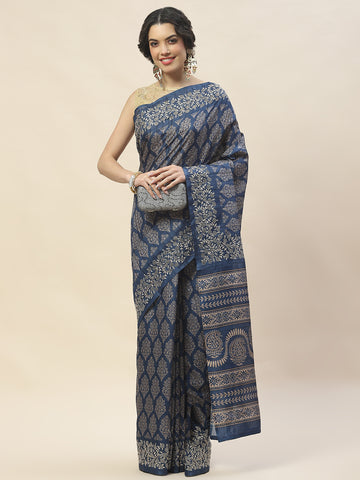 Digital Floral Print Woven Tussar Saree