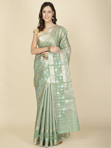 Resham Embroidery Handloom Saree