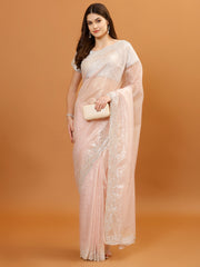 Sequence Embroidery Organza Saree