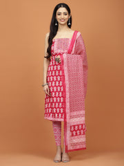 Printed Cotton Unstitched Suit Piece With Dupatta