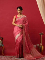 Woven Design Art Silk Onion Pink Saree
