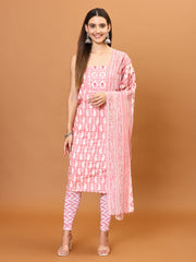 Neck Patti Printed Cotton Unstitched Suit Piece With Dupatta