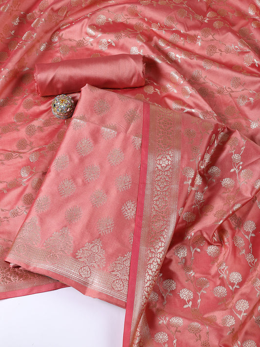 Woven Chanderi Unstitched Suit Piece With Dupatta