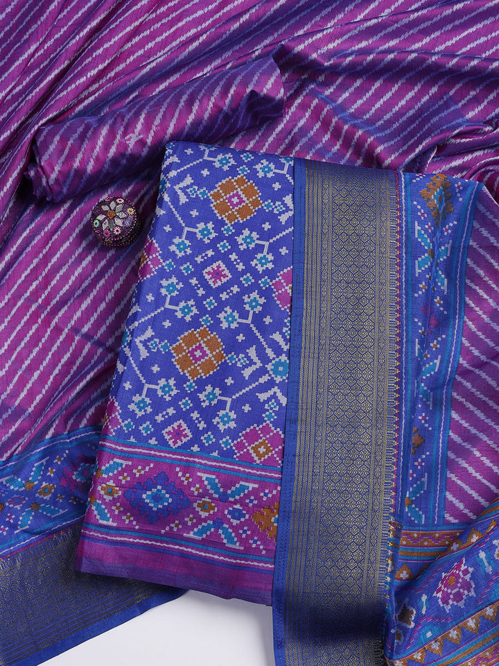 Art Silk Unstitched Suit Piece With Dupatta